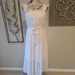 Summery Beachy White Dress With Ruffled Sleeves